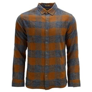 Free Nature-Plaid Flannel Button-Up Shirt - Orange and Gray, Size XL